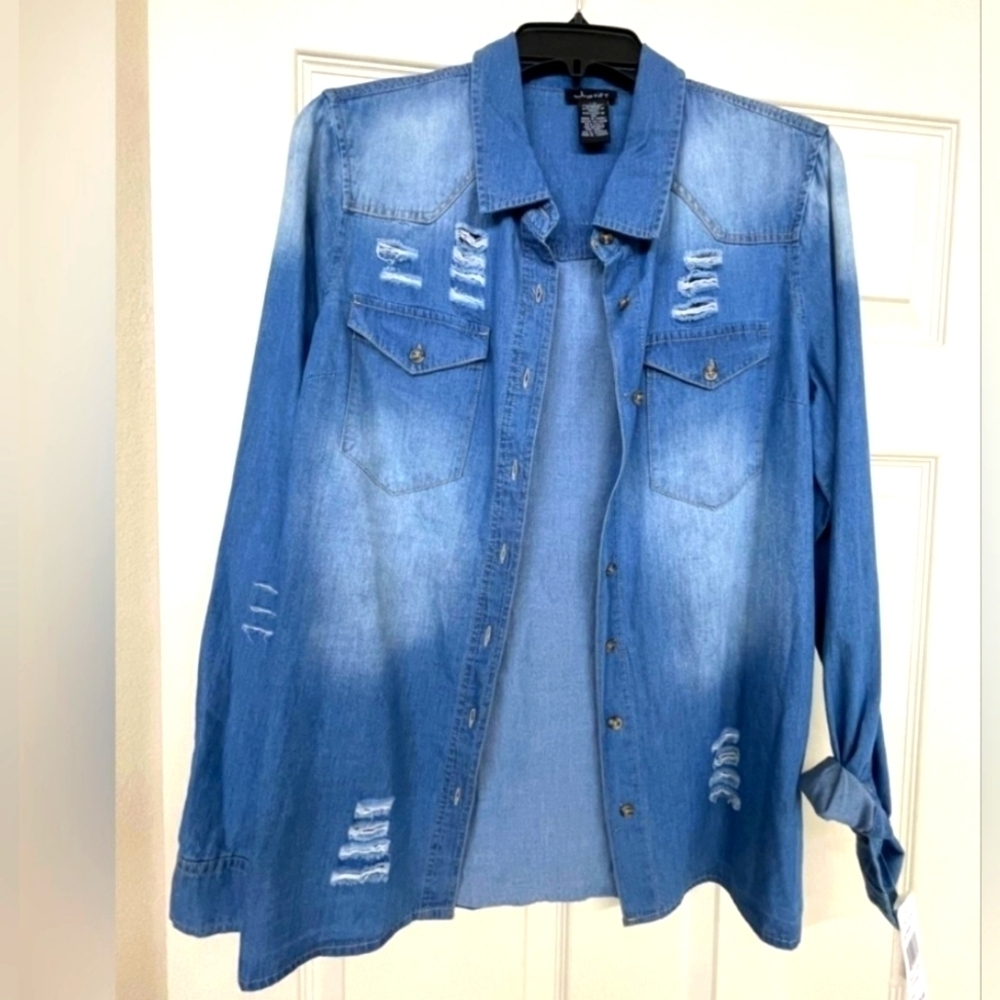 🍒 NWT PUNK DENIM SHIRT